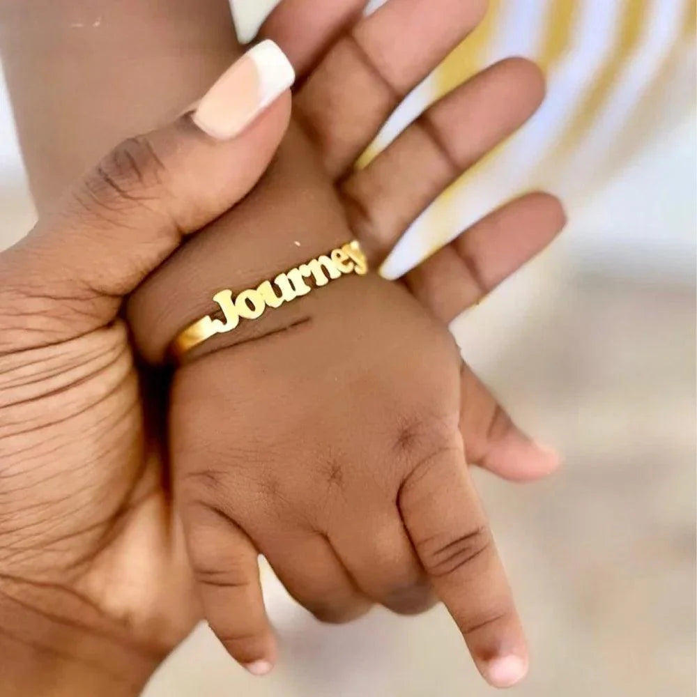 Custom Name Bracelets for Baby Personalized Name Bracelet Gold Color Stainless Steel Bangle Customized Children Birth Jewelry 