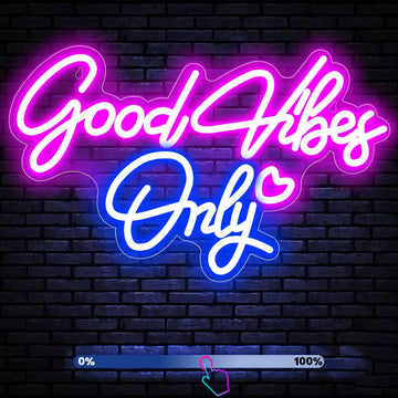 Good Vibes Only neon sign glowing on a wall