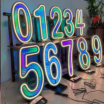 USB-powered Infinity Mirror Neon Sign displayed on a table