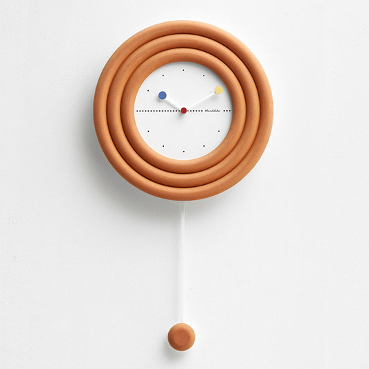 Orange Minimalist wall clock made from Mandeda eco board