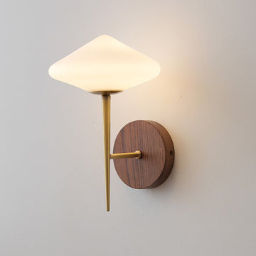 Walnut and Brass Wall Lamp