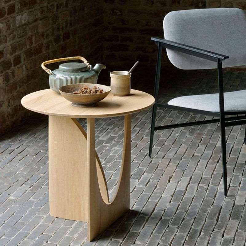 Oak Modern Wooden Round Side Table