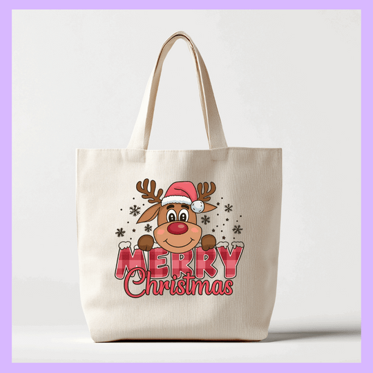 Christmas tote bag with festive print