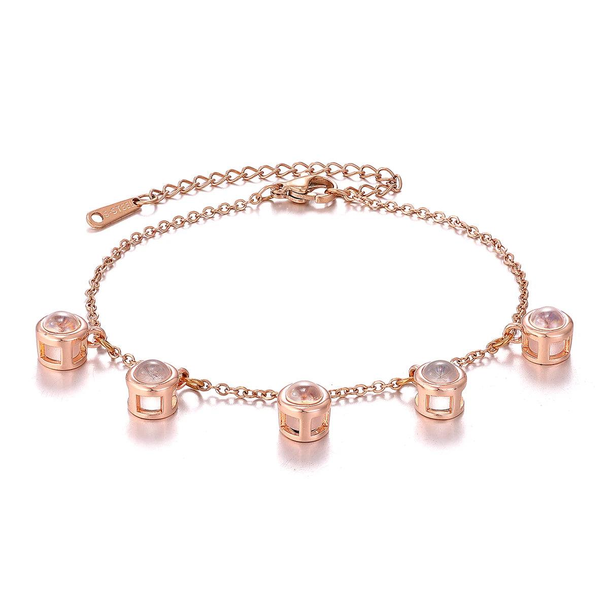 Customisable multi-photo projection bracelet - Rose Gold