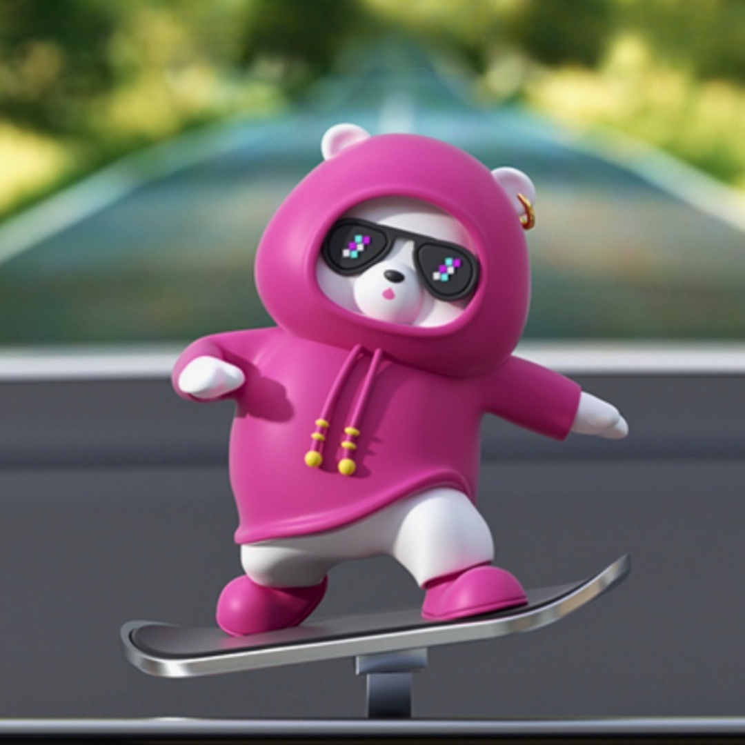 Skateboarding Bear Car Dashboard Decor rose