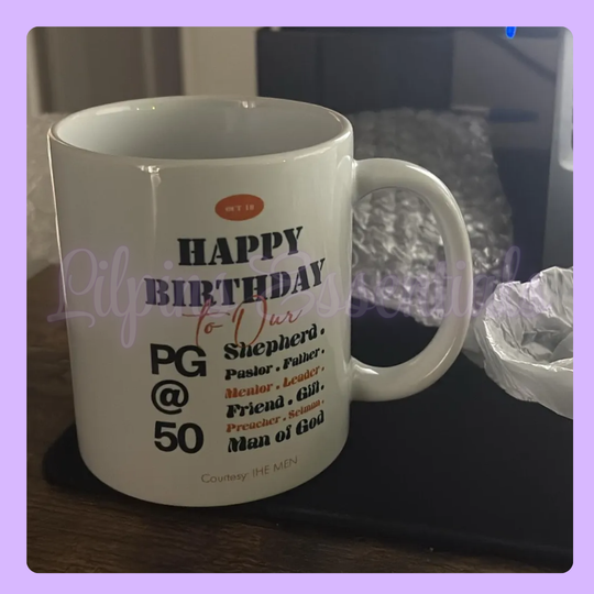 custom White mug with birthday message 