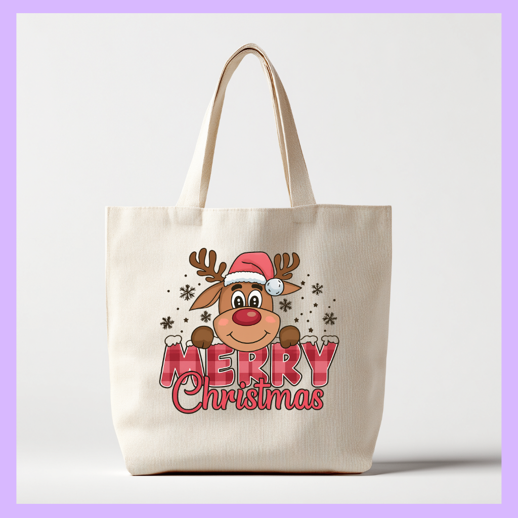 Christmas tote bag with festive print