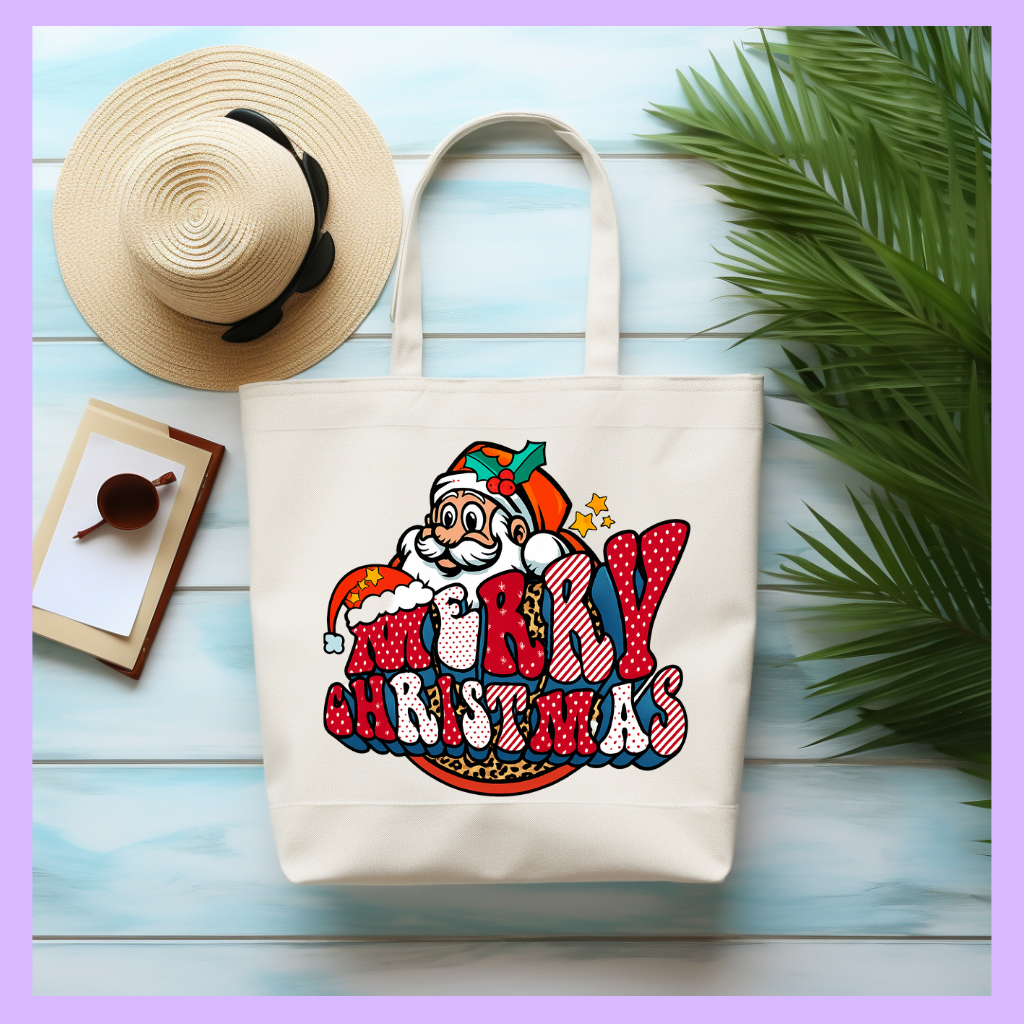 Christmas tote bag with festive print