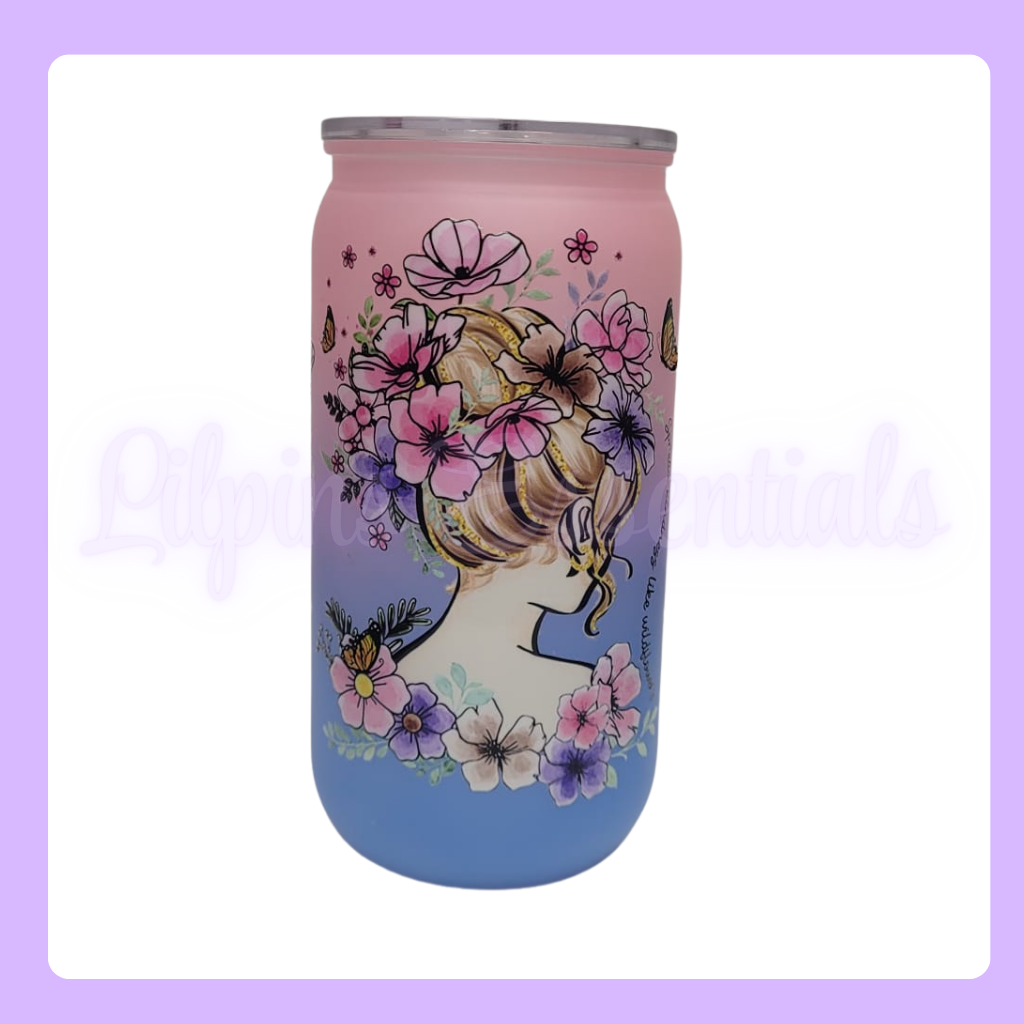 Lilpins Essentials Plastic 16oz Tumbler Floral Dream Girl Ombre design
