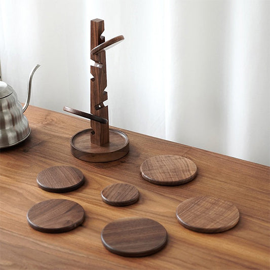 Creative Tree Coaster Set - Black Walnut Wood - 8 Coasters