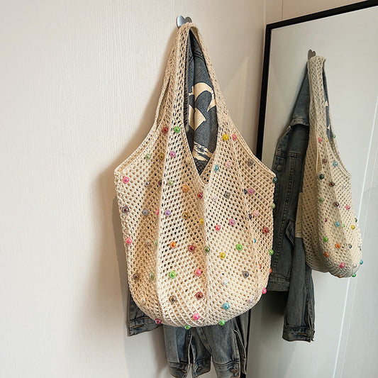 HANDMADE KNITTED  HOLLOW TOTE BAG