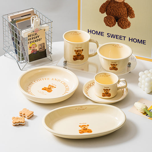 Cream Bear Bowl and Mug Set