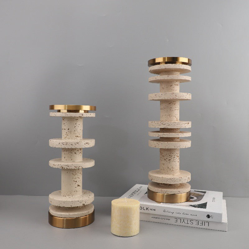 Bamboo Style Marble Candle Pillar Stand