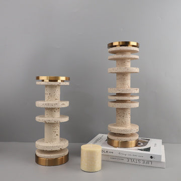 Bamboo Style Marble Candle Pillar Stand