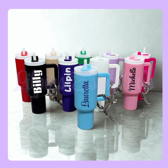 Personalised Minature Stanley Style Cup Keyring Keychain 
