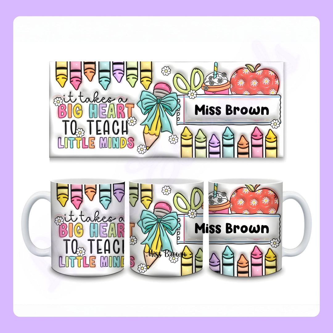 Custom teacher gift mug with raised lettering