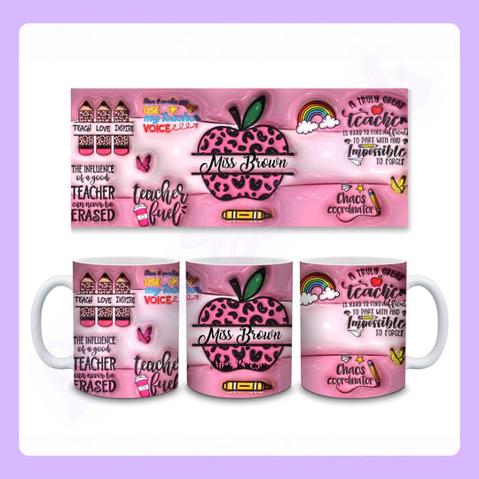 Personalised 3D effect teacher mug printed UK