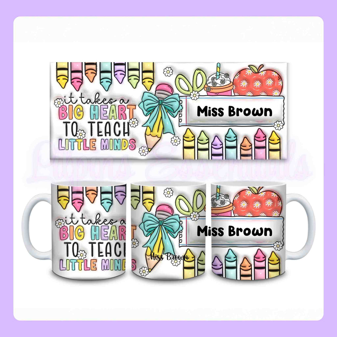 Custom teacher gift mug with raised lettering