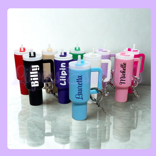 Personalised Minature Stanley Style Cup Keyring Keychain 