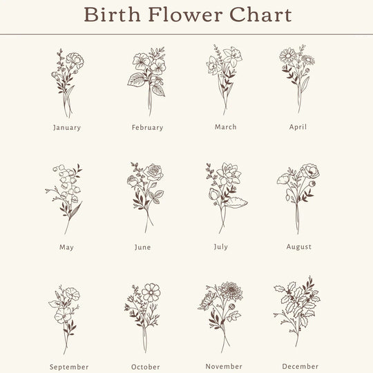 Illustrations of flowers corresponding to each month 