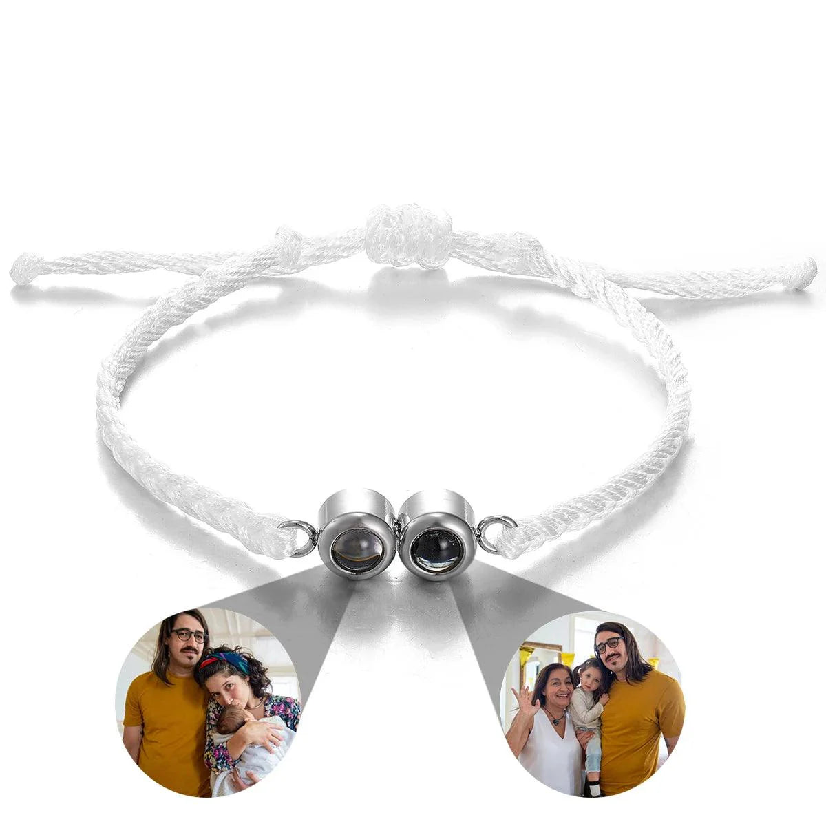 Personalised Double Pendant Photo Projection Weave Bracelet - LOX VAULT