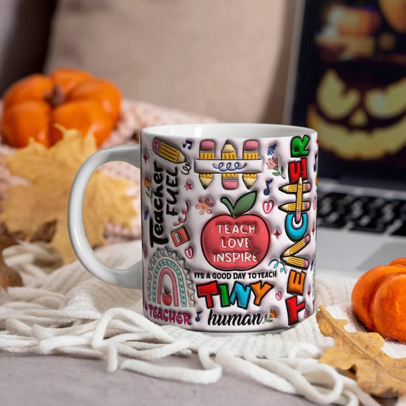 Personalised 3D Effect Custom Teacher Name Mug