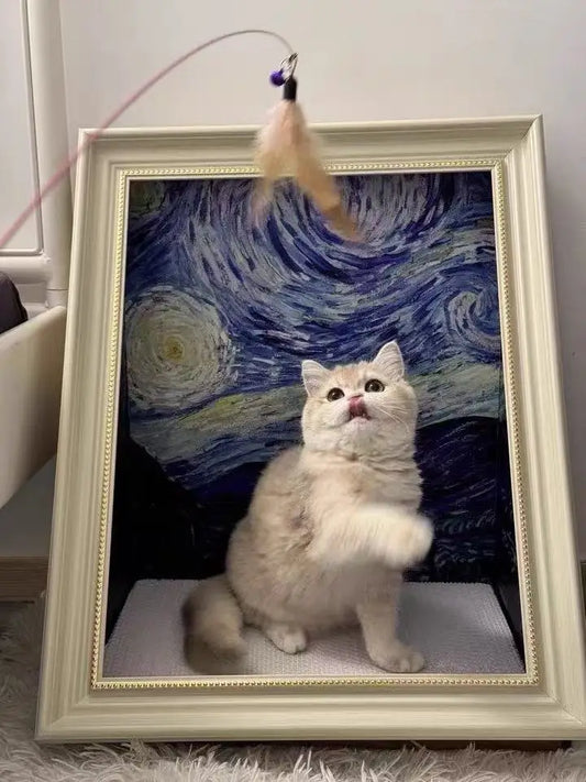 Oil Painting Cat Scratching Board