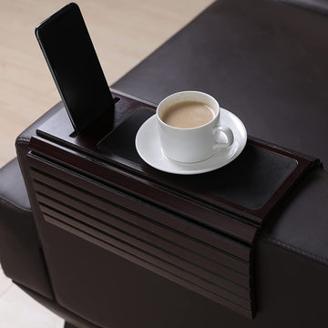 Black Bamboo Sofa Armrest With Mobile Phone Slot
