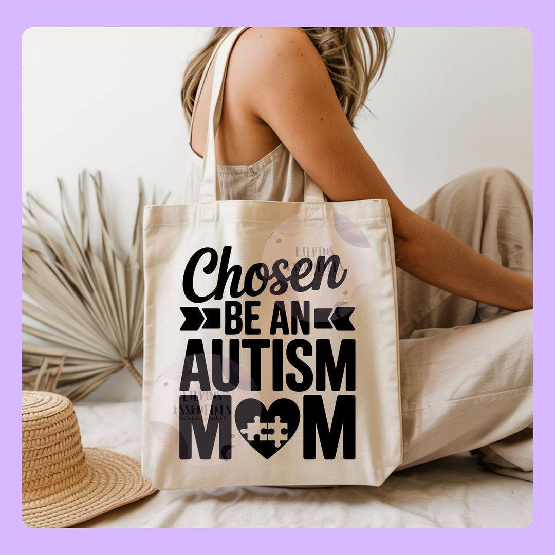 Awareness tote bag with bold black print
