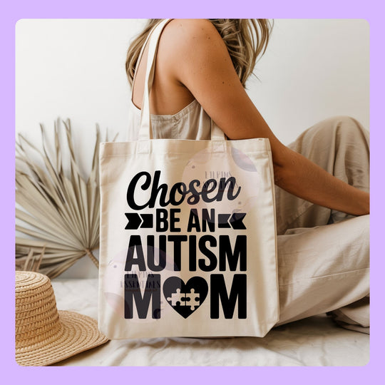 Awareness tote bag with bold black print
