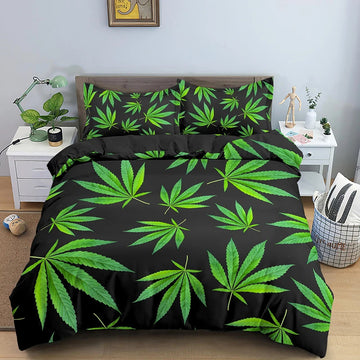 Hemp Leaf Bedding Set – Psychedelic, Soft & Breathable Comfort