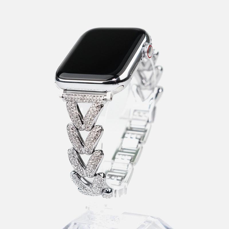 Diamond-embedded V-shaped Apple Watch Bracelet Band - LOX VAULT