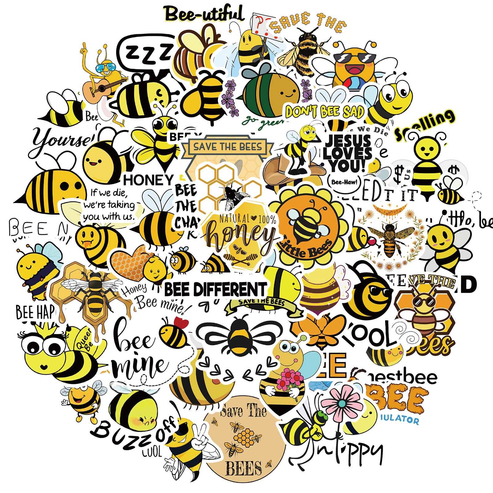 50 Inspirational Bee Doodle Stickers