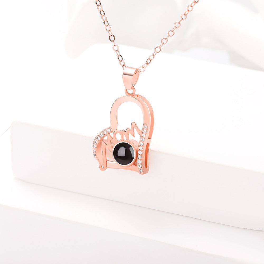 Personalised Mom Heart Projection Necklace - LOX VAULT