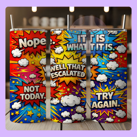 Comic Style 20oz Stainless Steel Tumbler