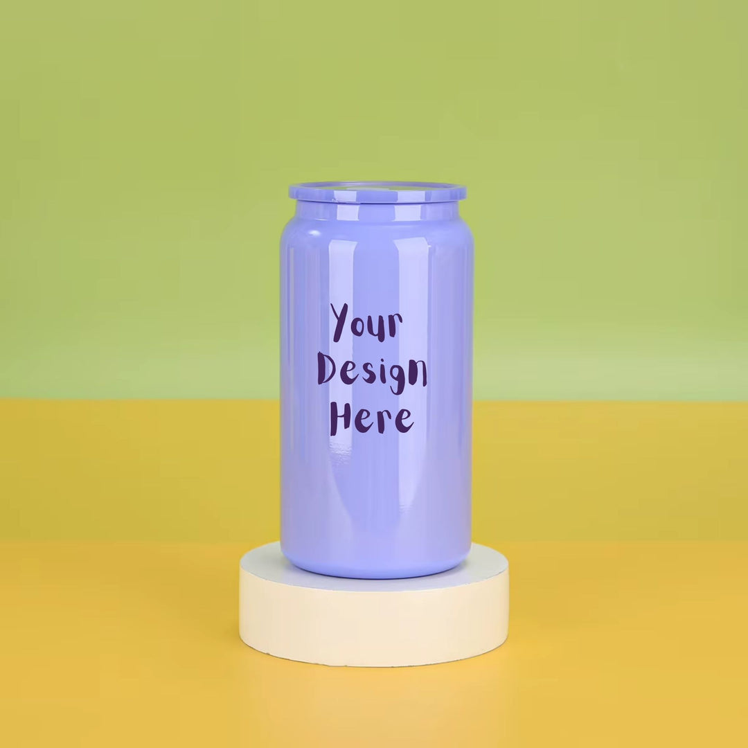 Custom 16oz lilac stainless steel tumbler with upload your own design example