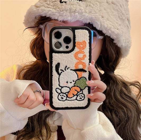 Pochacco Carrot Puppy Embroidery iPhone Case