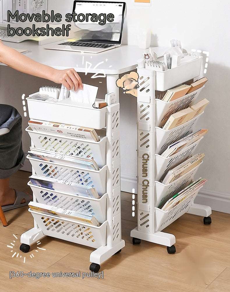 Desk Container Book Storage Rack Student Desk Bookshelf Movable Classroom Desk Storage Rack Bookcase