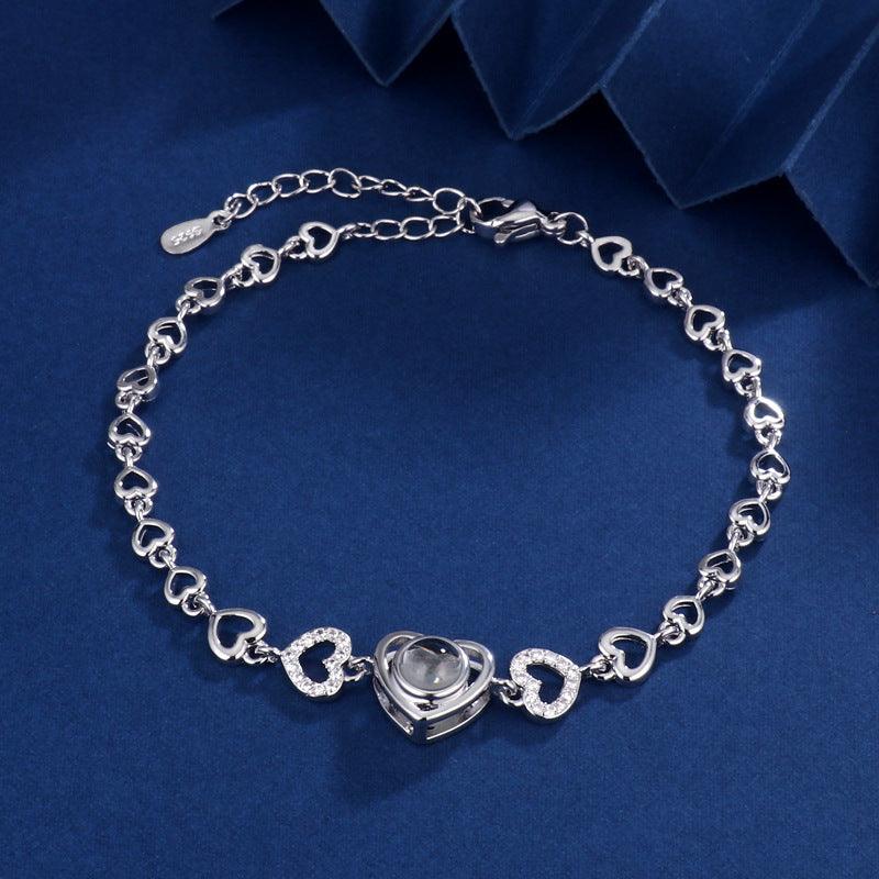 Personalised Zircon Heart Photo Projection Bracelet - LOX VAULT