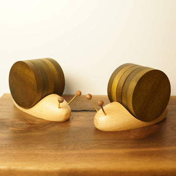 Cartoon Snail Solid Wood Creative Teacup Mat Suit