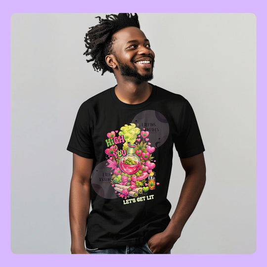 High On You graphic t-shirt with bold colourful design