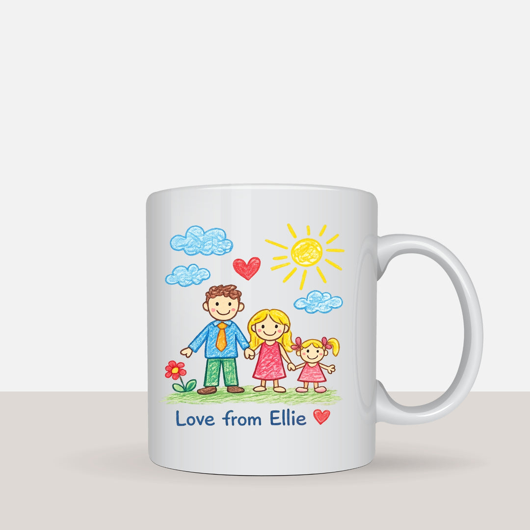 Personalised kids artwork mug gift for grandparents with child drawing