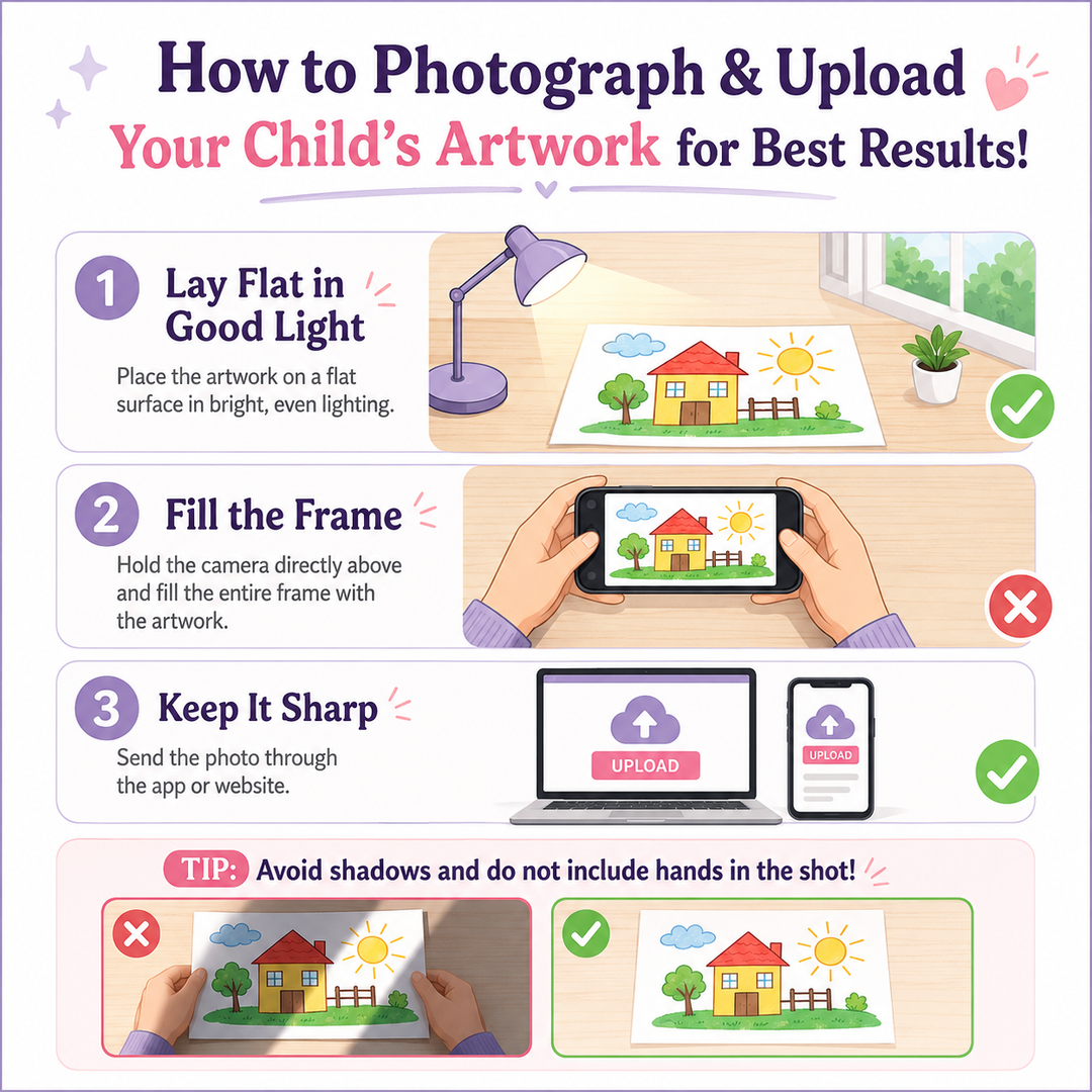 Upload artwork guide for ordering a personalised kids drawing mug