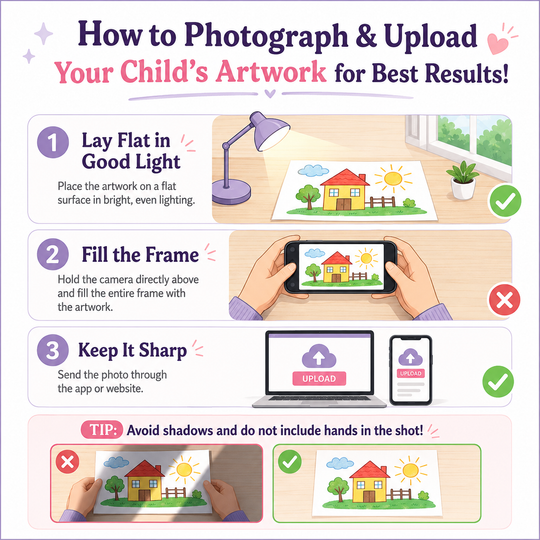 Upload artwork guide for ordering a personalised kids drawing mug