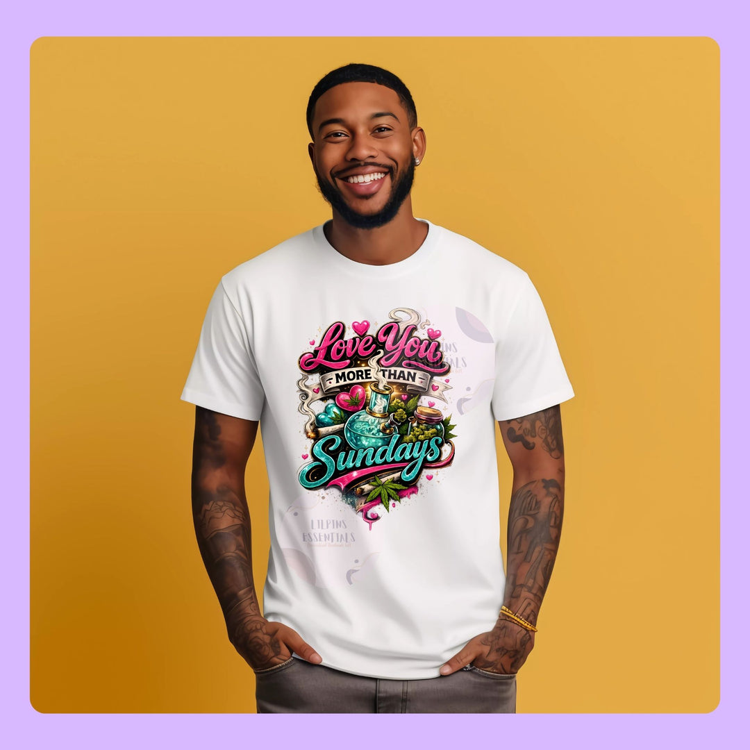 love you more than sundays graphic t-shirt design