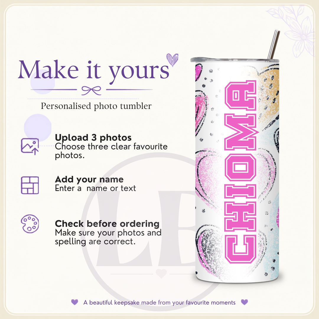 How to personalise a Happy Birthday 3 photo tumbler