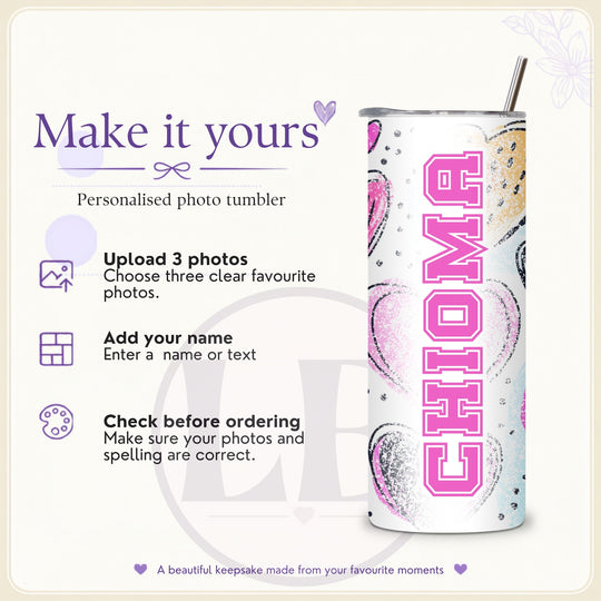 How to personalise a Happy Birthday 3 photo tumbler