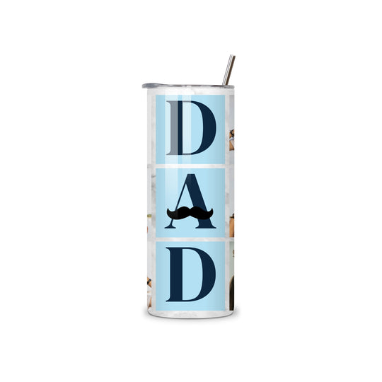 Personalised 6 photo Dad 20oz tumbler with custom family photo collage