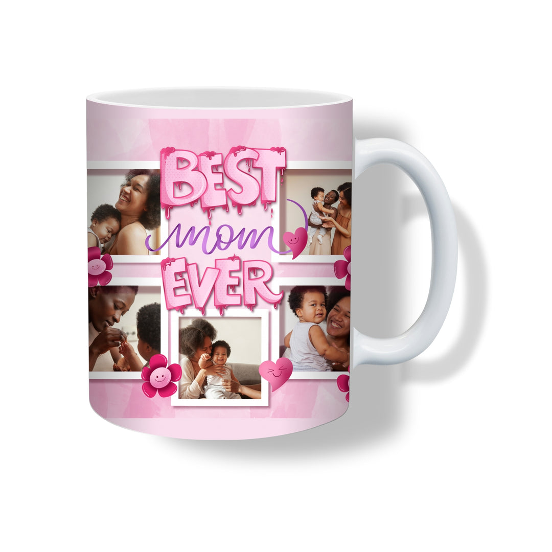 Personalised Best Mum Ever photo mug with family photo collage