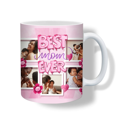 Personalised Best Mum Ever photo mug with family photo collage
